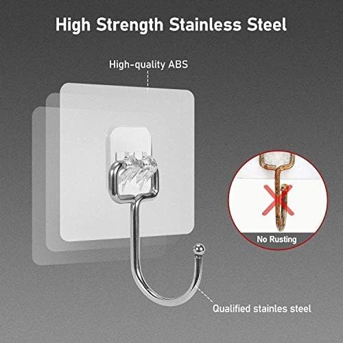 JIALTO 10 Pcs Stainless Steel, PVC, ABS Nail Free Seamless Adhesive Non-Trace No Drilling Installation Hanging, Waterproof Screws Wall Hook (Transparent)