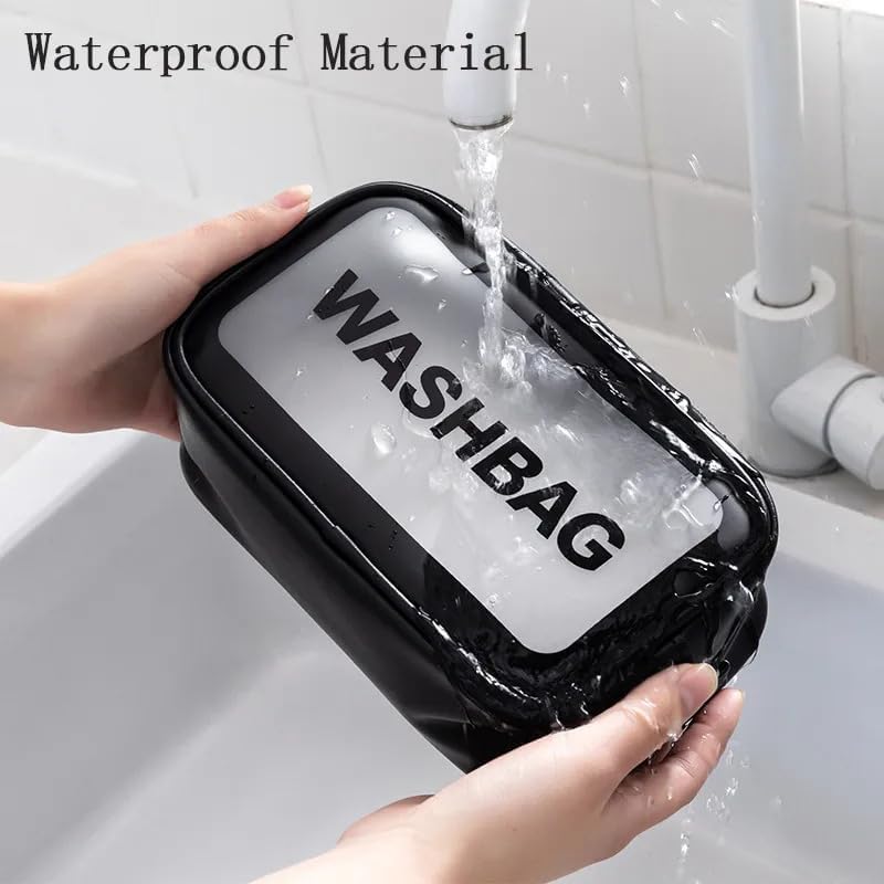 KUKLAR Wash Bag Pouch for Travel Kit Toiletry Bag Cosmetic Bag Make Up Box for Brushes,Accessories with Handle,Large Capacity Translucent Waterproof Travel Storage OrganizerSet of 3(Sky Blue)