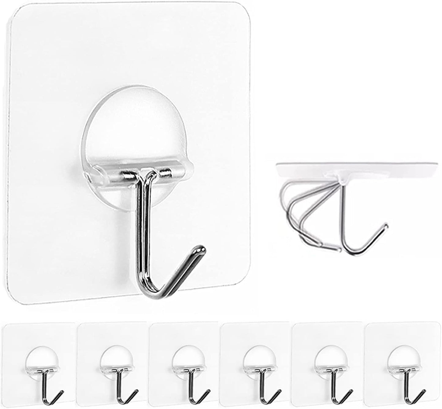 JIALTO 10 Pcs Stainless Steel, PVC, ABS Nail Free Seamless Adhesive Non-Trace No Drilling Installation Hanging, Waterproof Screws Wall Hook (Transparent)