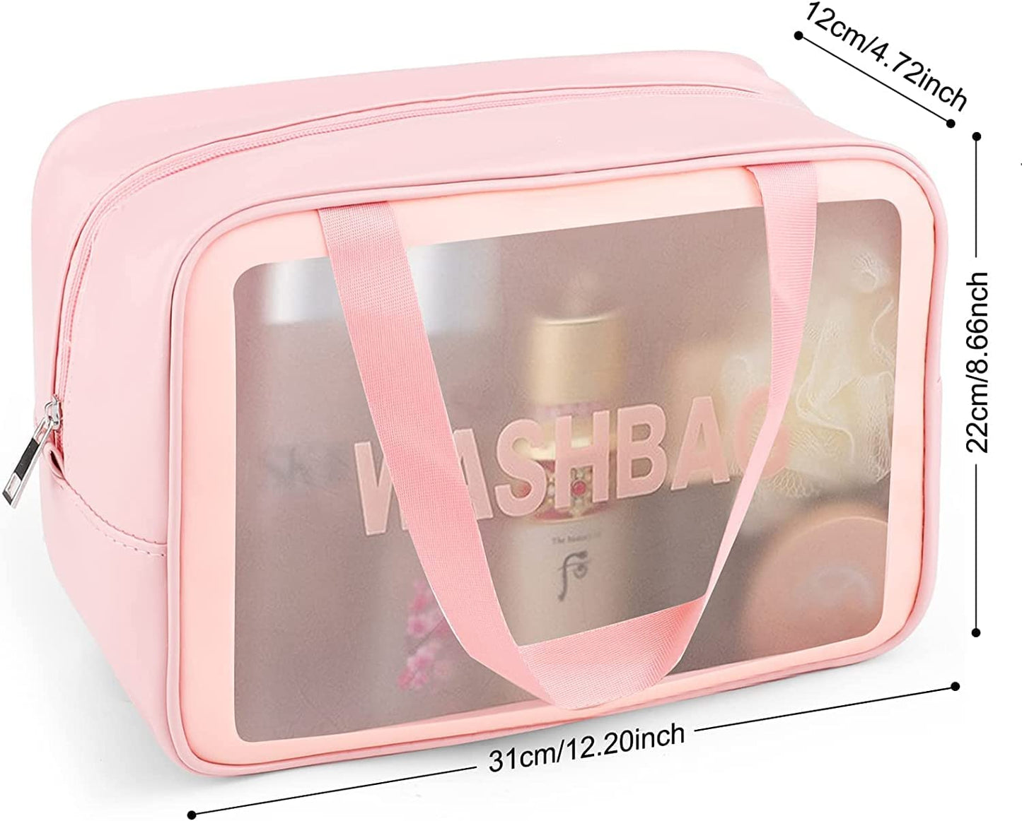 KUKLAR Wash Bag Pouch for Travel Kit Toiletry Bag Cosmetic Bag Make Up Box for Brushes,Accessories with Handle,Large Capacity Translucent Waterproof Travel Storage OrganizerSet of 3(Sky Blue)