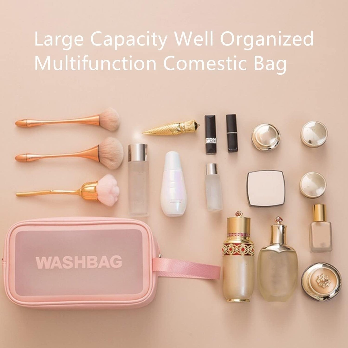 KUKLAR Wash Bag Pouch for Travel Kit Toiletry Bag Cosmetic Bag Make Up Box for Brushes,Accessories with Handle,Large Capacity Translucent Waterproof Travel Storage OrganizerSet of 3(Sky Blue)