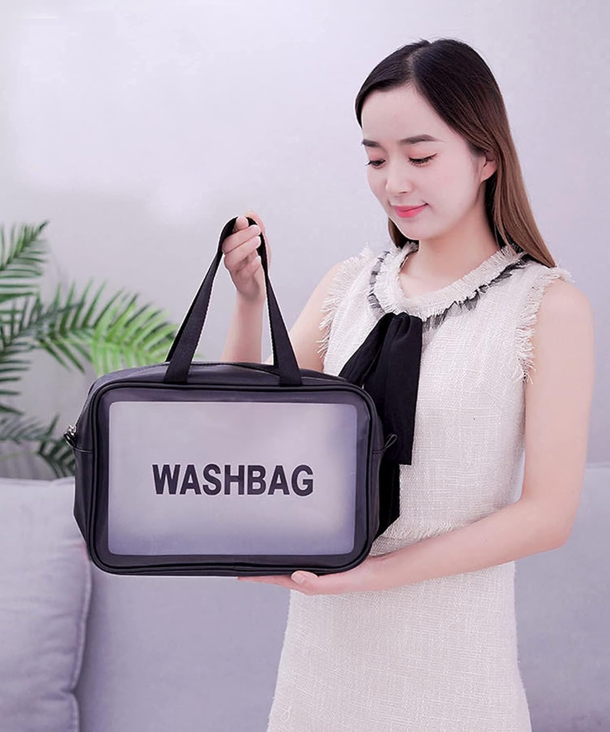 KUKLAR Wash Bag Pouch for Travel Kit Toiletry Bag Cosmetic Bag Make Up Box for Brushes,Accessories with Handle,Large Capacity Translucent Waterproof Travel Storage OrganizerSet of 3(Sky Blue)