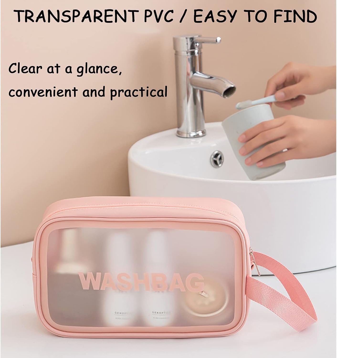 KUKLAR Wash Bag Pouch for Travel Kit Toiletry Bag Cosmetic Bag Make Up Box for Brushes,Accessories with Handle,Large Capacity Translucent Waterproof Travel Storage OrganizerSet of 3(Sky Blue)