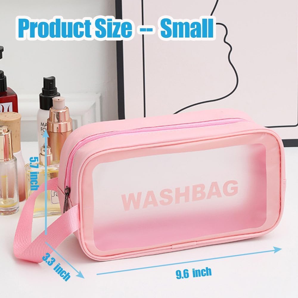 KUKLAR Wash Bag Pouch for Travel Kit Toiletry Bag Cosmetic Bag Make Up Box for Brushes,Accessories with Handle,Large Capacity Translucent Waterproof Travel Storage OrganizerSet of 3(Sky Blue)
