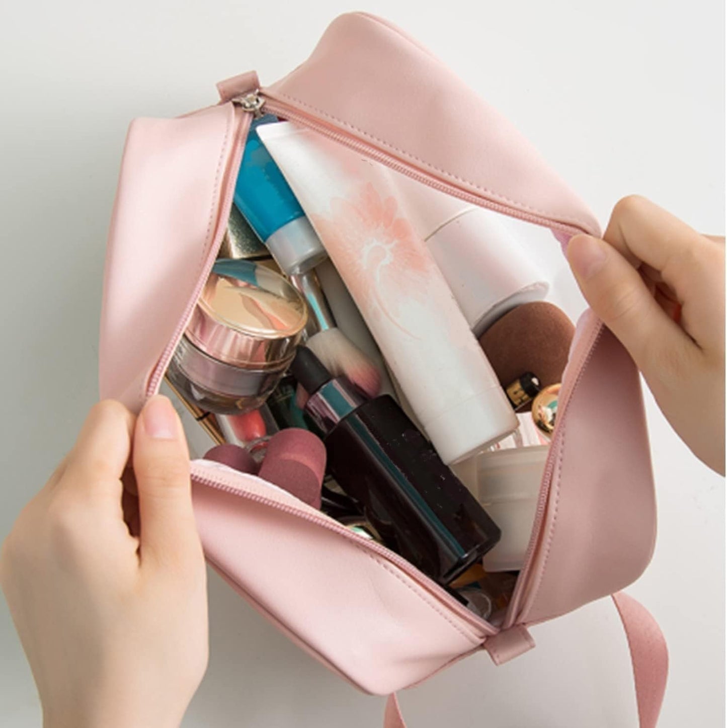 KUKLAR Wash Bag Pouch for Travel Kit Toiletry Bag Cosmetic Bag Make Up Box for Brushes,Accessories with Handle,Large Capacity Translucent Waterproof Travel Storage OrganizerSet of 3(Sky Blue)