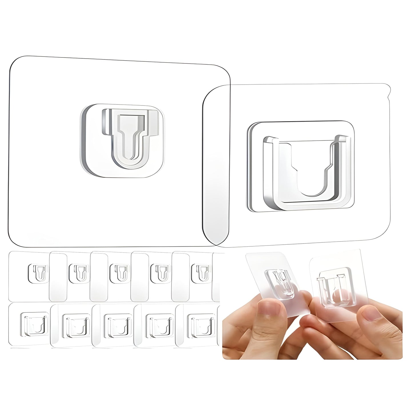 JIALTO 10 Pcs Stainless Steel, PVC, ABS Nail Free Seamless Adhesive Non-Trace No Drilling Installation Hanging, Waterproof Screws Wall Hook (Transparent)