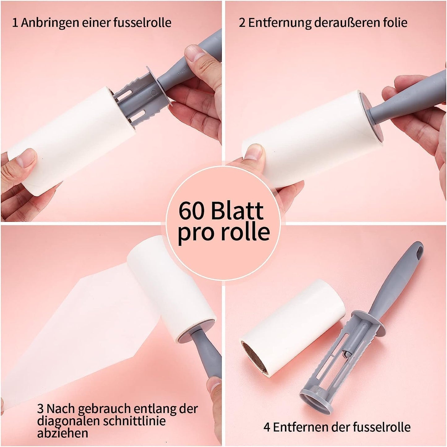 House of Quirk Lint Rollers Brush Reusable Sticky Picker Cleaner Roller Easy-Tear Sheets Travel Pet Hair Lint Roller 10cm Sheet Set of 3 Rolls 180 Sheets, 60 Sheets Each roll Lint Roller Remover.