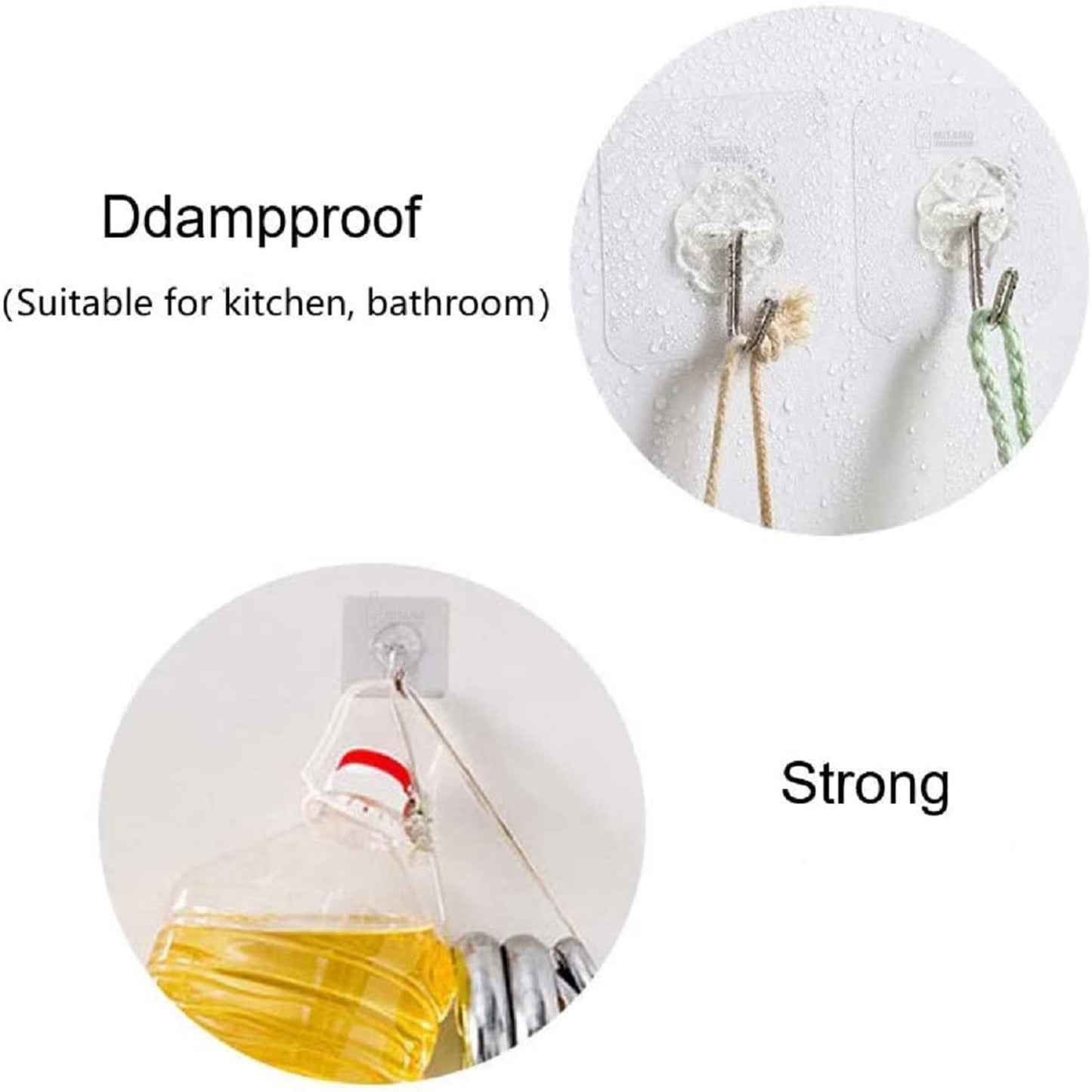 JIALTO 10 Pcs Stainless Steel, PVC, ABS Nail Free Seamless Adhesive Non-Trace No Drilling Installation Hanging, Waterproof Screws Wall Hook (Transparent)