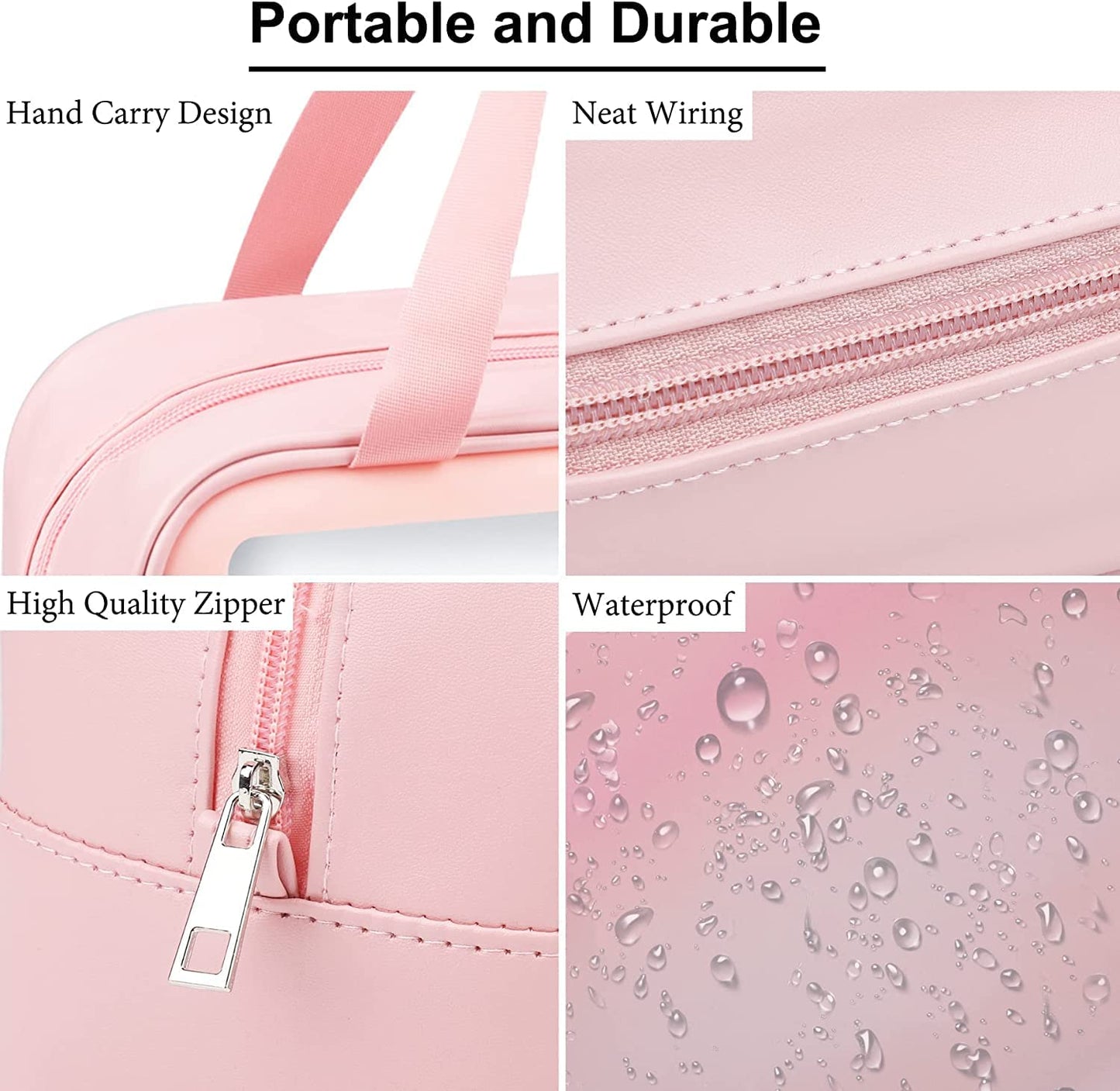KUKLAR Wash Bag Pouch for Travel Kit Toiletry Bag Cosmetic Bag Make Up Box for Brushes,Accessories with Handle,Large Capacity Translucent Waterproof Travel Storage OrganizerSet of 3(Sky Blue)