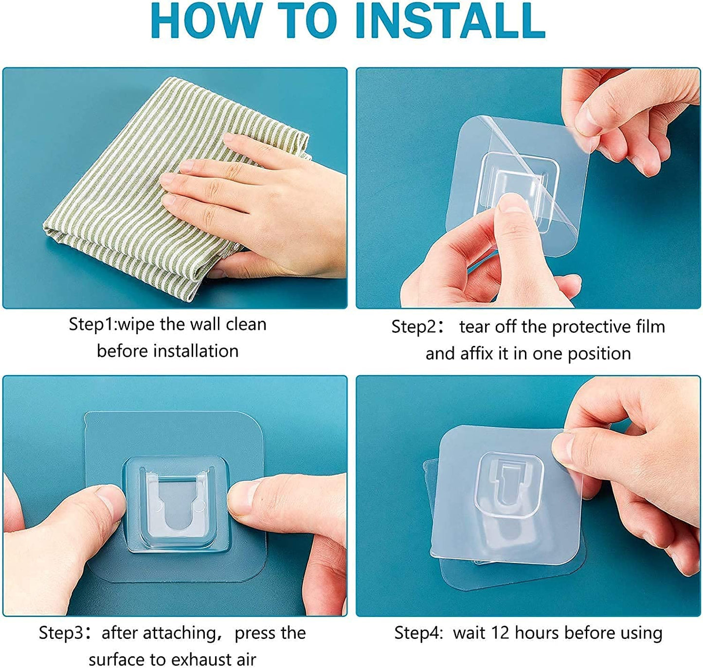 JIALTO 10 Pcs Stainless Steel, PVC, ABS Nail Free Seamless Adhesive Non-Trace No Drilling Installation Hanging, Waterproof Screws Wall Hook (Transparent)