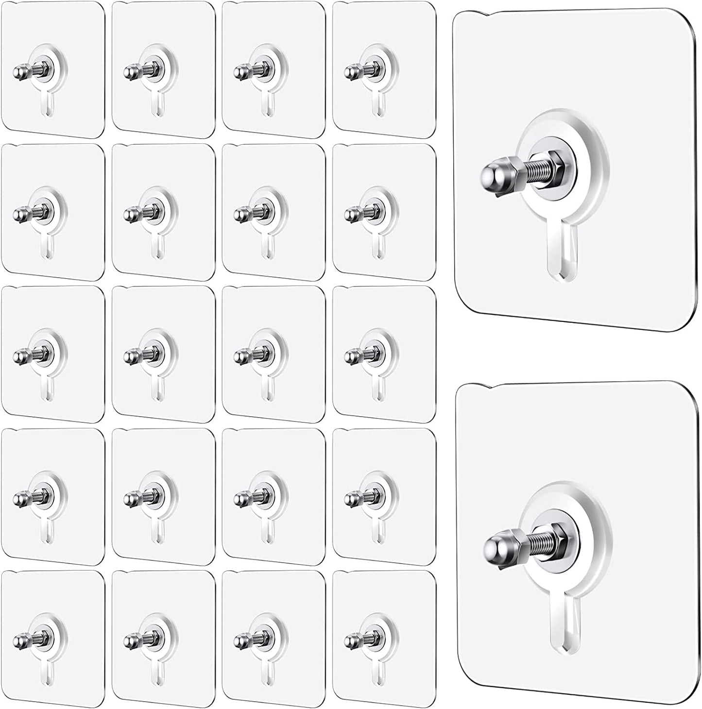 JIALTO 10 Pcs Stainless Steel, PVC, ABS Nail Free Seamless Adhesive Non-Trace No Drilling Installation Hanging, Waterproof Screws Wall Hook (Transparent)