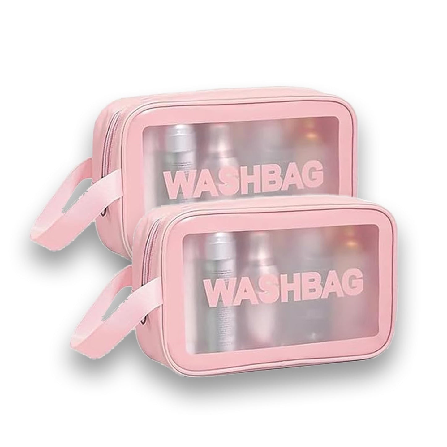 KUKLAR Wash Bag Pouch for Travel Kit Toiletry Bag Cosmetic Bag Make Up Box for Brushes,Accessories with Handle,Large Capacity Translucent Waterproof Travel Storage OrganizerSet of 3(Sky Blue)
