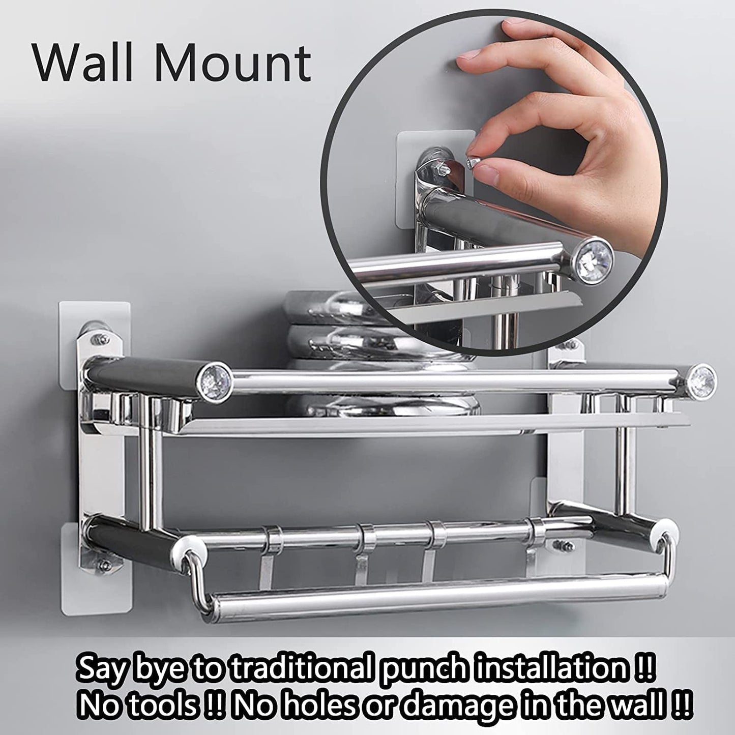 JIALTO 10 Pcs Stainless Steel, PVC, ABS Nail Free Seamless Adhesive Non-Trace No Drilling Installation Hanging, Waterproof Screws Wall Hook (Transparent)