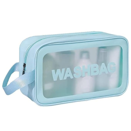 KUKLAR Wash Bag Pouch for Travel Kit Toiletry Bag Cosmetic Bag Make Up Box for Brushes,Accessories with Handle,Large Capacity Translucent Waterproof Travel Storage OrganizerSet of 3(Sky Blue)