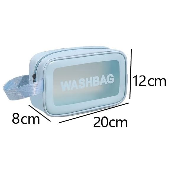 KUKLAR Wash Bag Pouch for Travel Kit Toiletry Bag Cosmetic Bag Make Up Box for Brushes,Accessories with Handle,Large Capacity Translucent Waterproof Travel Storage OrganizerSet of 3(Sky Blue)