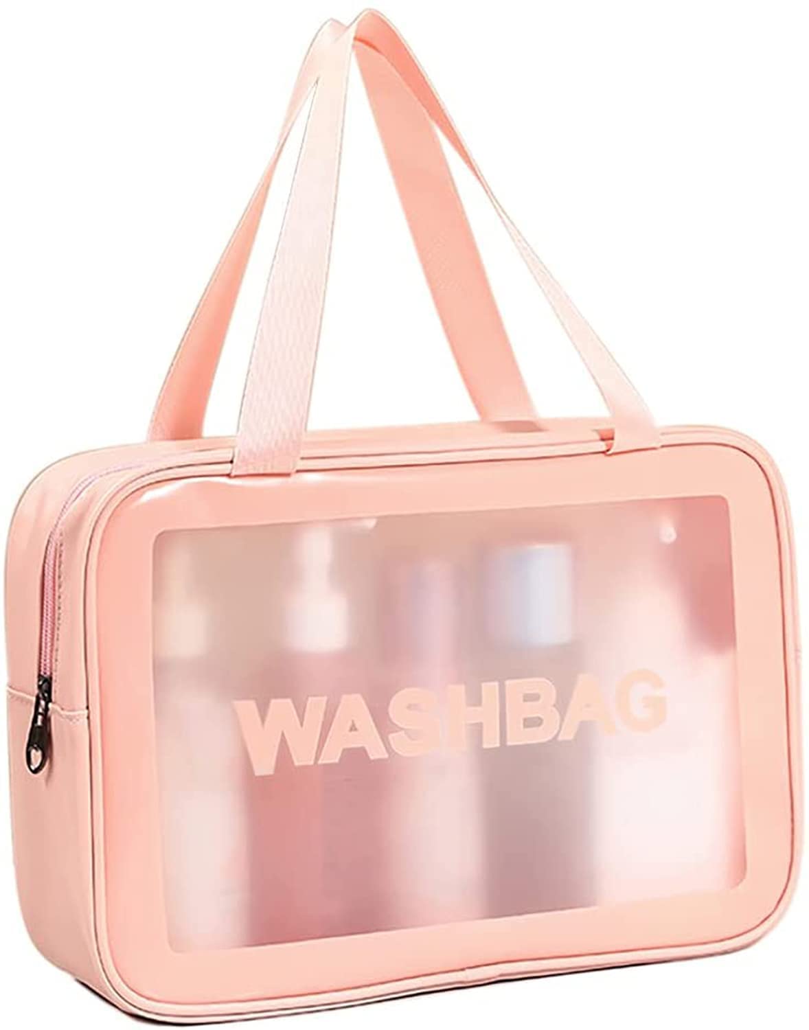 KUKLAR Wash Bag Pouch for Travel Kit Toiletry Bag Cosmetic Bag Make Up Box for Brushes,Accessories with Handle,Large Capacity Translucent Waterproof Travel Storage OrganizerSet of 3(Sky Blue)
