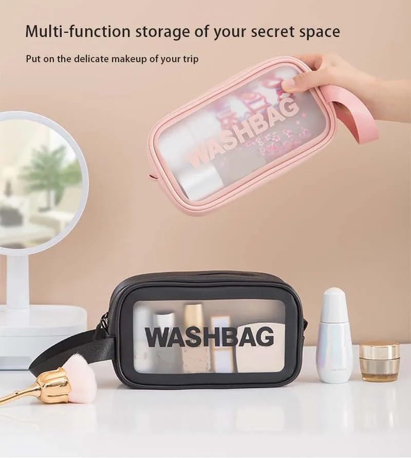 KUKLAR Wash Bag Pouch for Travel Kit Toiletry Bag Cosmetic Bag Make Up Box for Brushes,Accessories with Handle,Large Capacity Translucent Waterproof Travel Storage OrganizerSet of 3(Sky Blue)