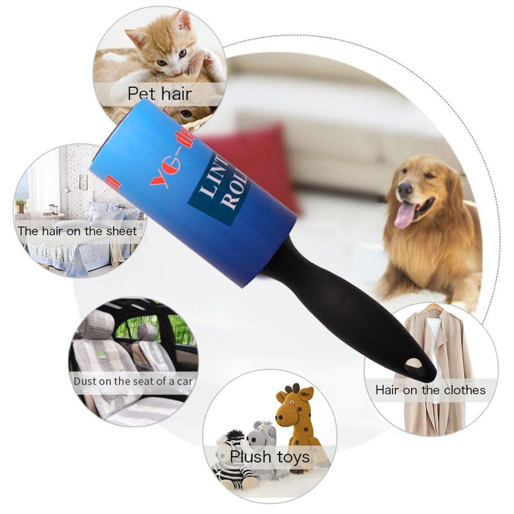 House of Quirk Lint Rollers Brush Reusable Sticky Picker Cleaner Roller Easy-Tear Sheets Travel Pet Hair Lint Roller 10cm Sheet Set of 3 Rolls 180 Sheets, 60 Sheets Each roll Lint Roller Remover.