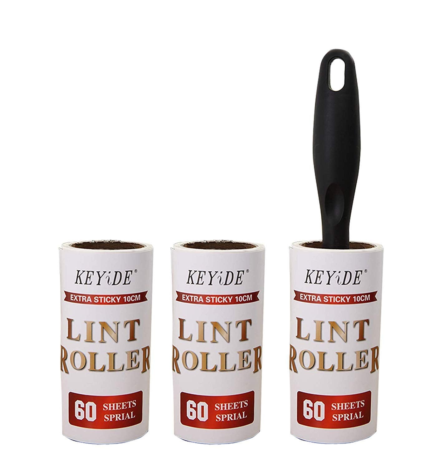 House of Quirk Lint Rollers Brush Reusable Sticky Picker Cleaner Roller Easy-Tear Sheets Travel Pet Hair Lint Roller 10cm Sheet Set of 3 Rolls 180 Sheets, 60 Sheets Each roll Lint Roller Remover.