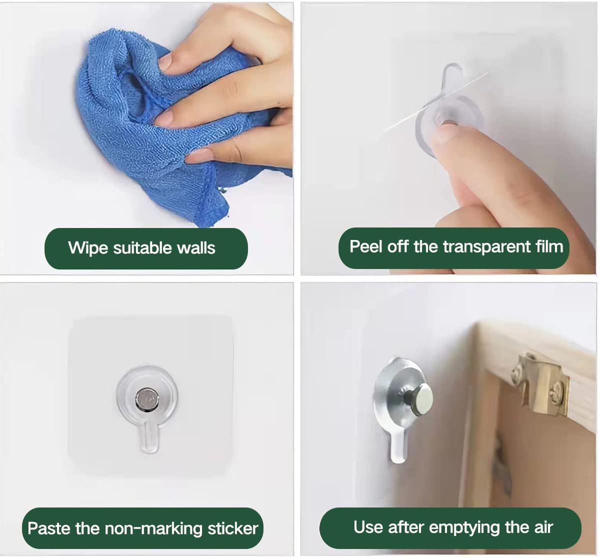 JIALTO 10 Pcs Stainless Steel, PVC, ABS Nail Free Seamless Adhesive Non-Trace No Drilling Installation Hanging, Waterproof Screws Wall Hook (Transparent)