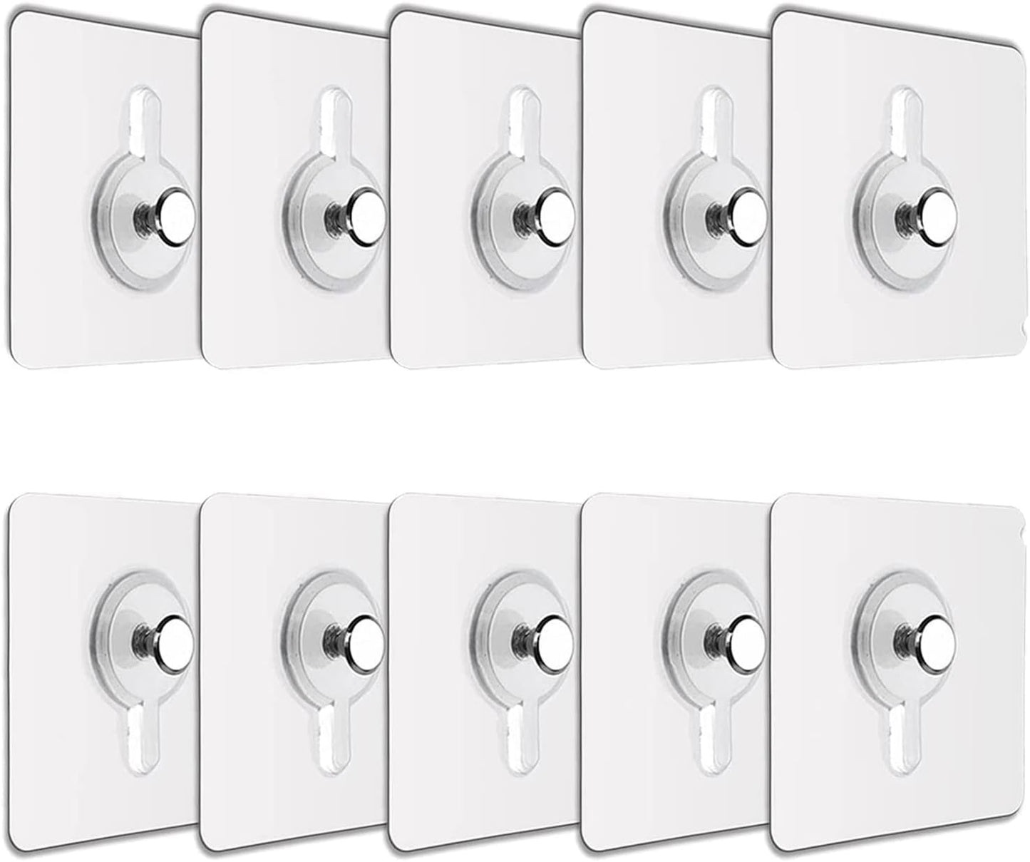 JIALTO 10 Pcs Stainless Steel, PVC, ABS Nail Free Seamless Adhesive Non-Trace No Drilling Installation Hanging, Waterproof Screws Wall Hook (Transparent)