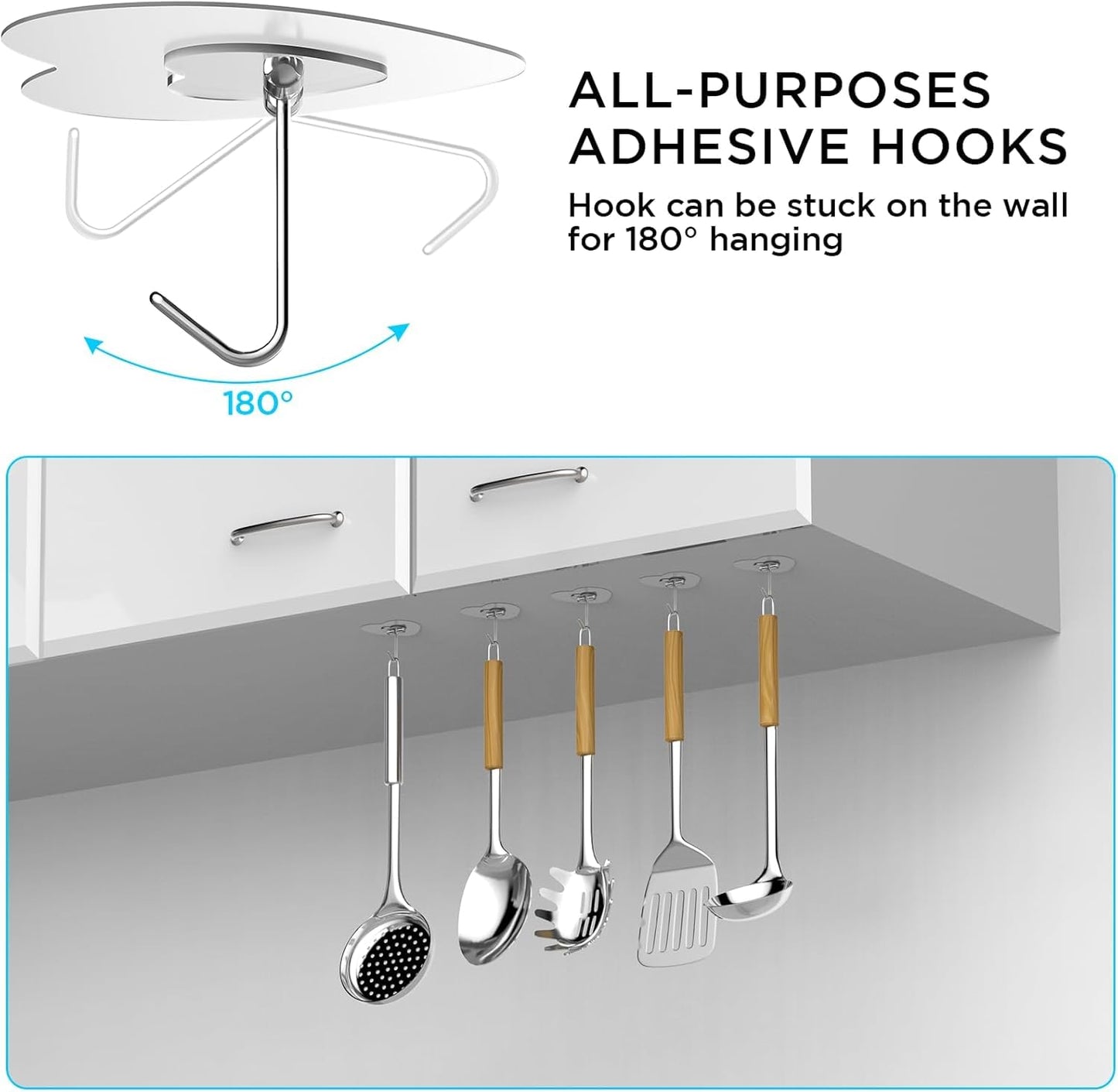JIALTO 10 Pcs Stainless Steel, PVC, ABS Nail Free Seamless Adhesive Non-Trace No Drilling Installation Hanging, Waterproof Screws Wall Hook (Transparent)