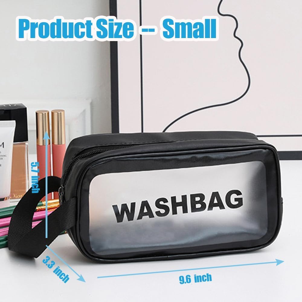 KUKLAR Wash Bag Pouch for Travel Kit Toiletry Bag Cosmetic Bag Make Up Box for Brushes,Accessories with Handle,Large Capacity Translucent Waterproof Travel Storage OrganizerSet of 3(Sky Blue)