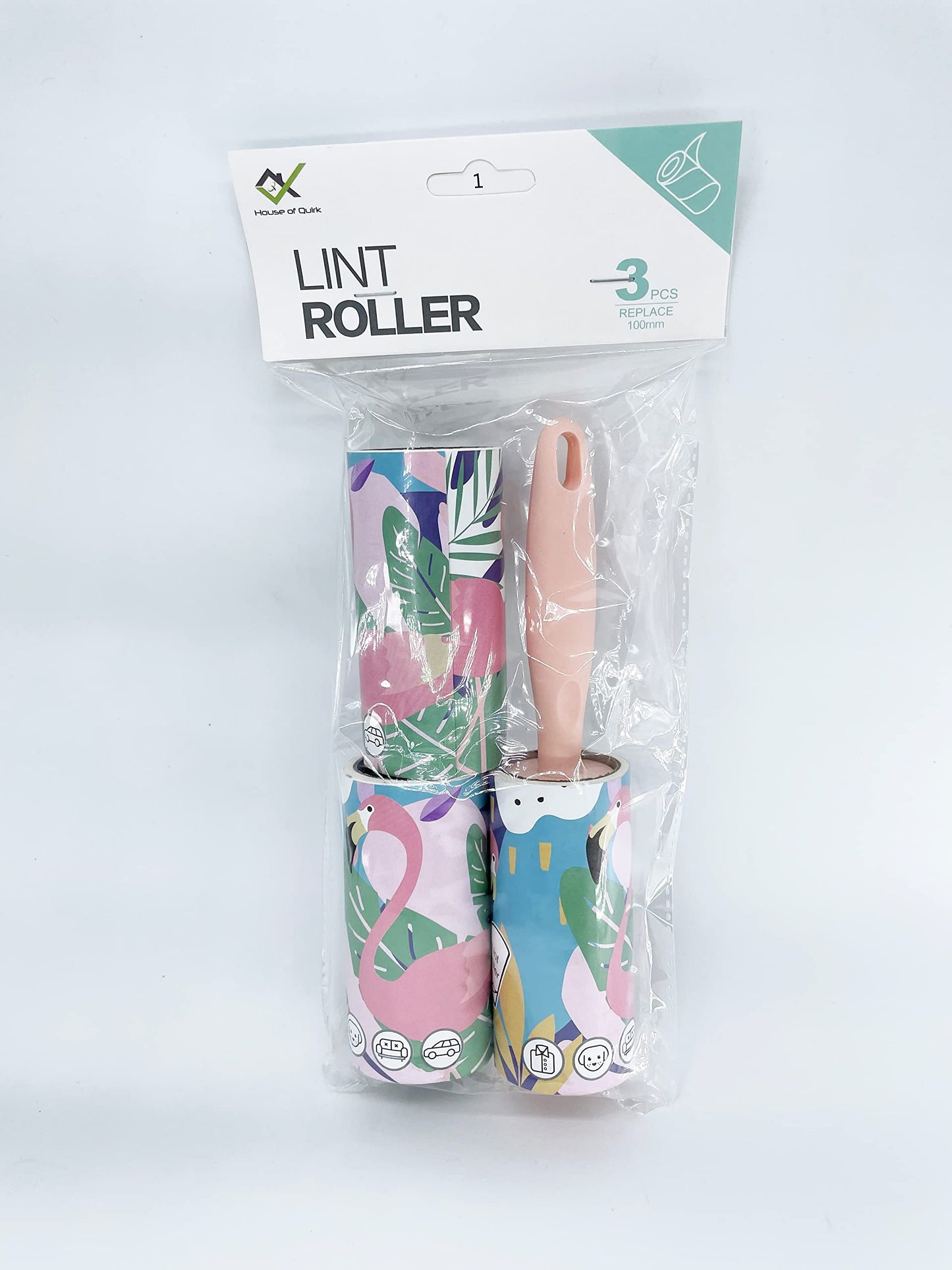 House of Quirk Lint Rollers Brush Reusable Sticky Picker Cleaner Roller Easy-Tear Sheets Travel Pet Hair Lint Roller 10cm Sheet Set of 3 Rolls 180 Sheets, 60 Sheets Each roll Lint Roller Remover.