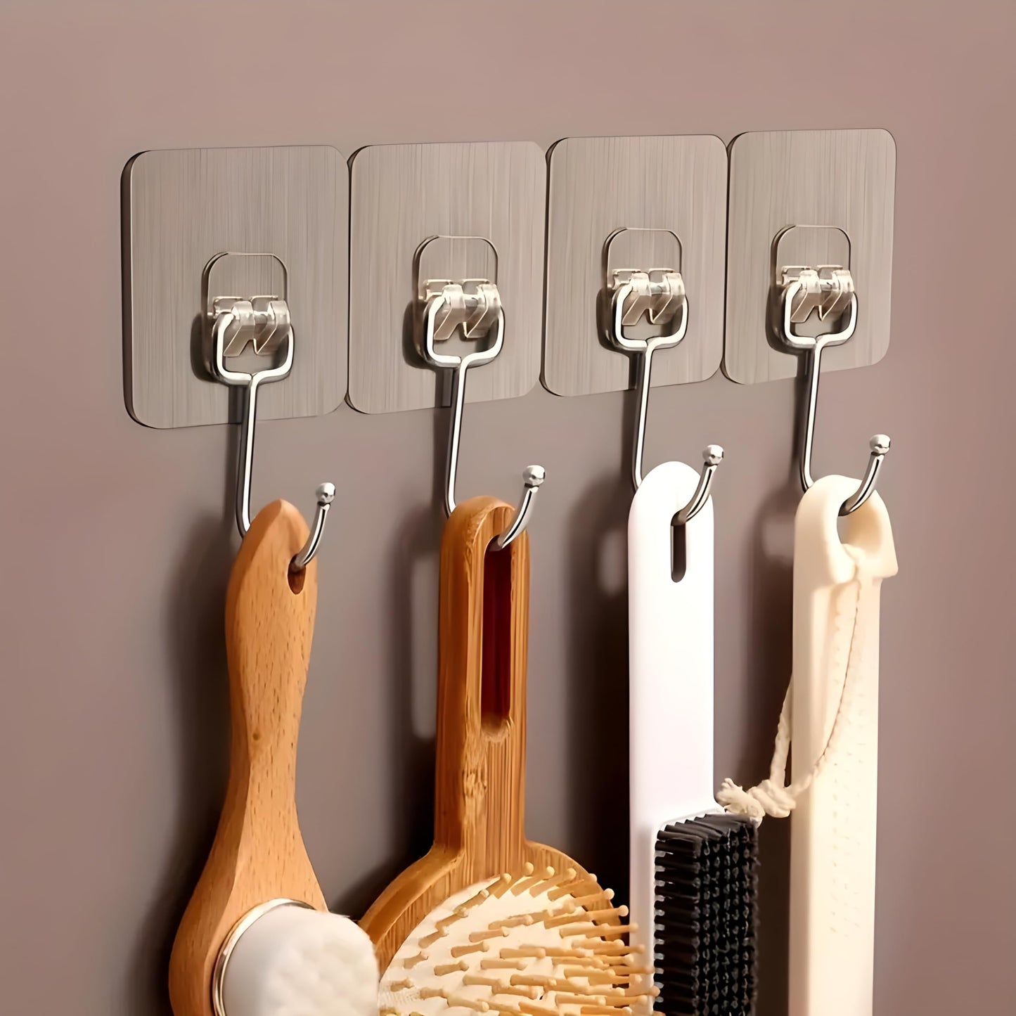 JIALTO 10 Pcs Stainless Steel, PVC, ABS Nail Free Seamless Adhesive Non-Trace No Drilling Installation Hanging, Waterproof Screws Wall Hook (Transparent)