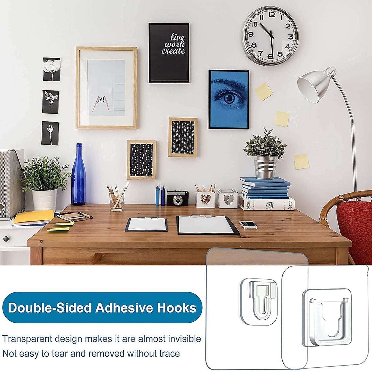 JIALTO 10 Pcs Stainless Steel, PVC, ABS Nail Free Seamless Adhesive Non-Trace No Drilling Installation Hanging, Waterproof Screws Wall Hook (Transparent)
