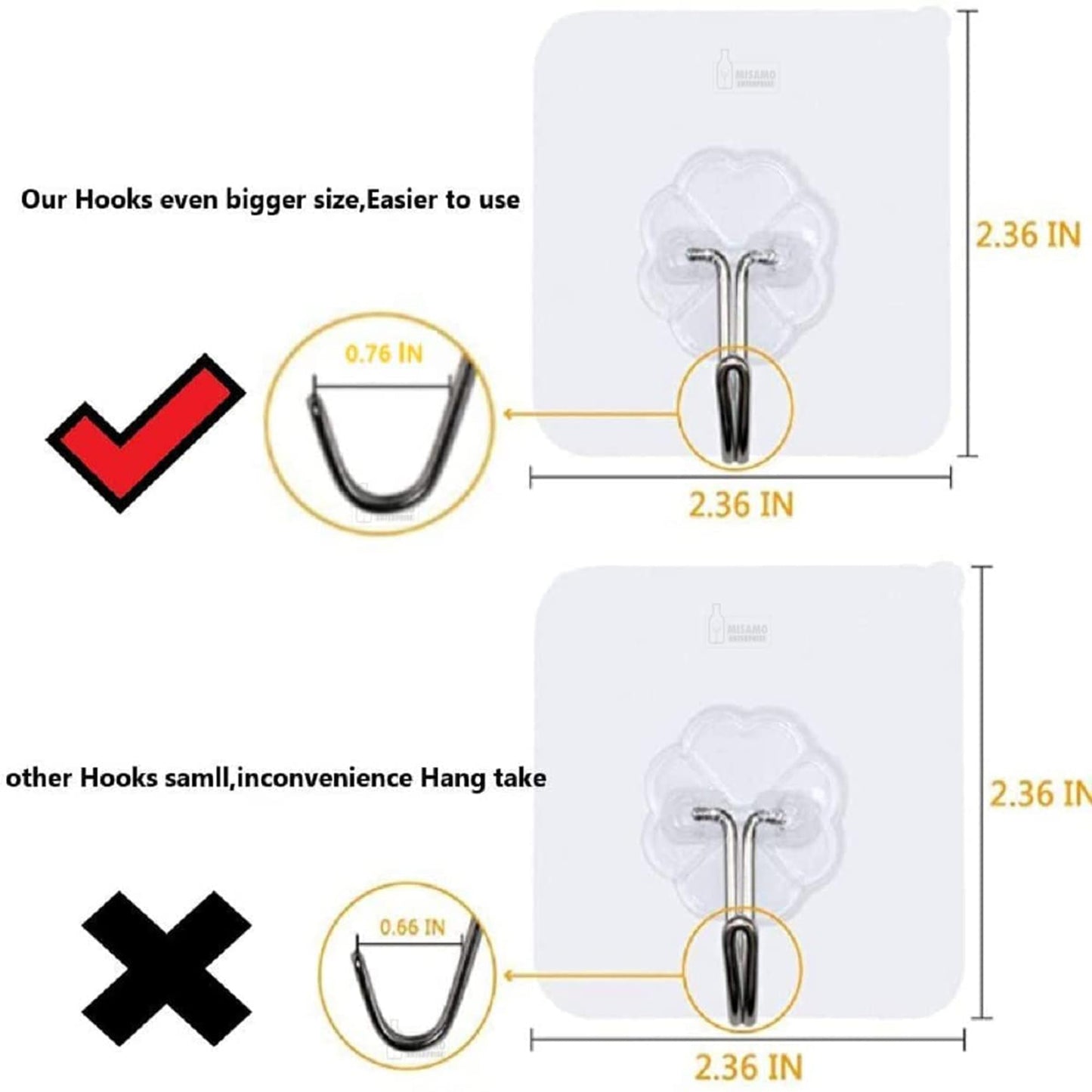 JIALTO 10 Pcs Stainless Steel, PVC, ABS Nail Free Seamless Adhesive Non-Trace No Drilling Installation Hanging, Waterproof Screws Wall Hook (Transparent)