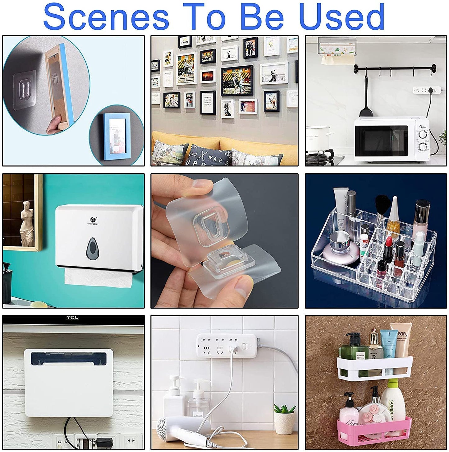 JIALTO 10 Pcs Stainless Steel, PVC, ABS Nail Free Seamless Adhesive Non-Trace No Drilling Installation Hanging, Waterproof Screws Wall Hook (Transparent)