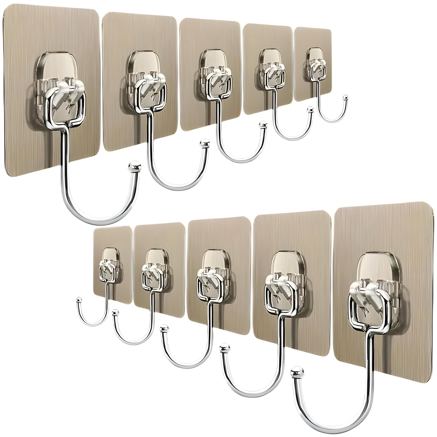 JIALTO 10 Pcs Stainless Steel, PVC, ABS Nail Free Seamless Adhesive Non-Trace No Drilling Installation Hanging, Waterproof Screws Wall Hook (Transparent)